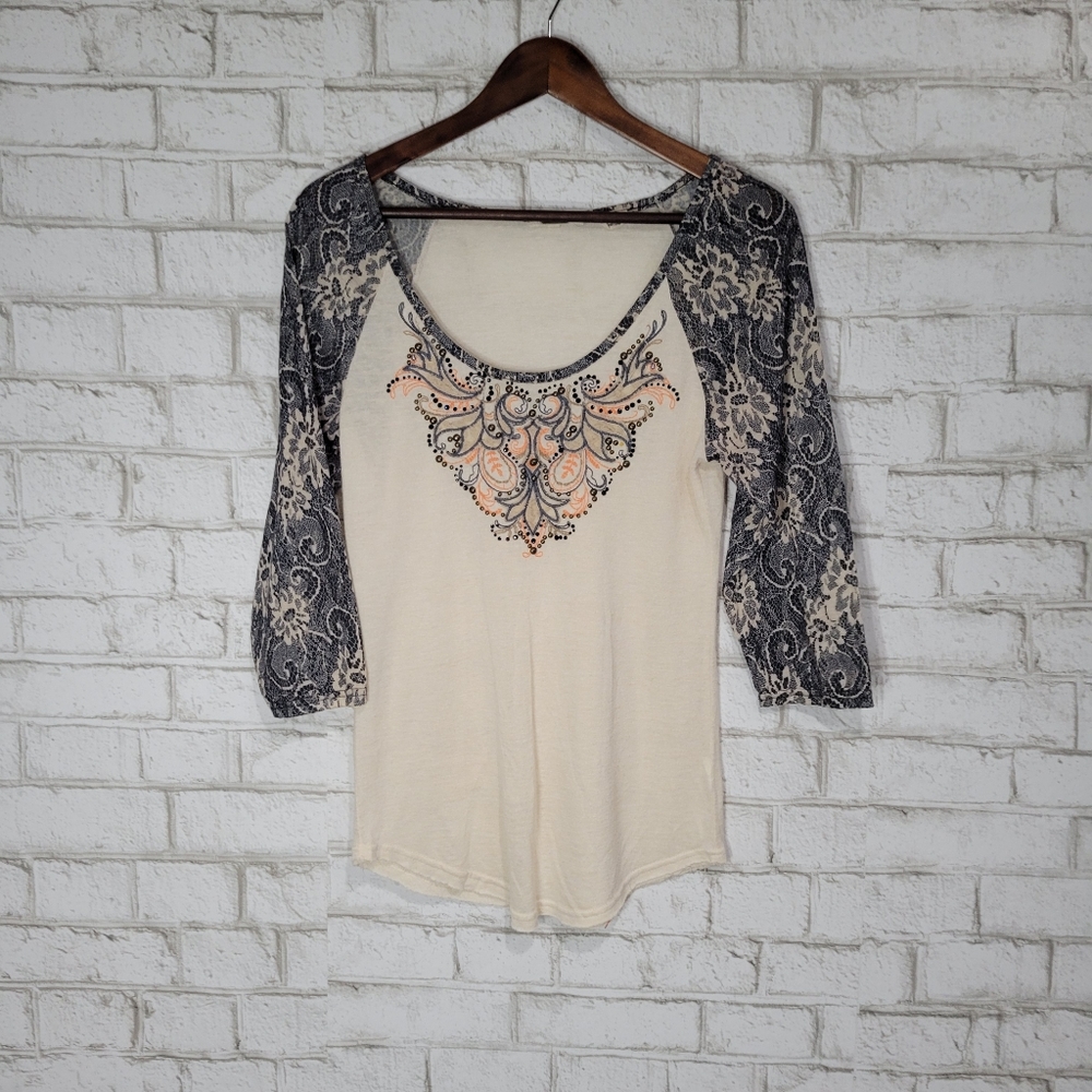 Miss Me studded long sleeve top